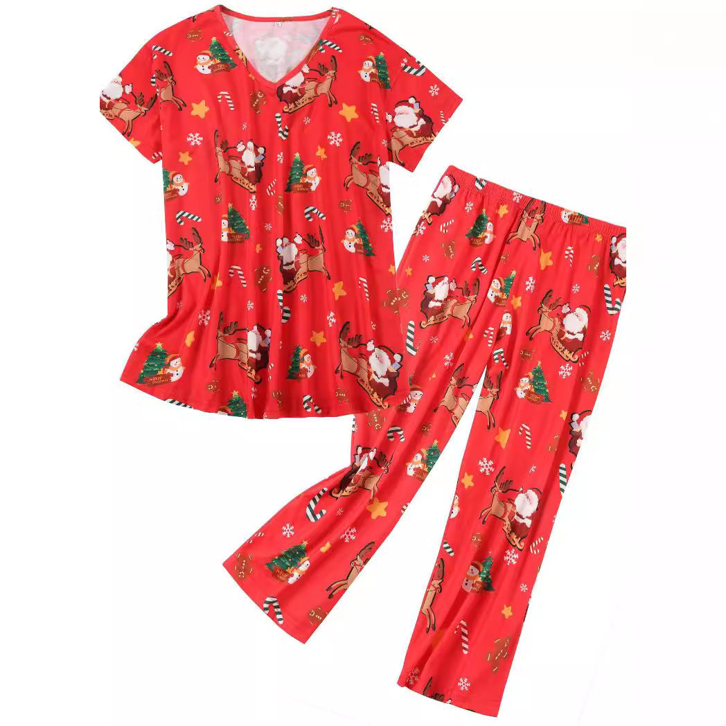 Women's Sleeve Pajamas Printed Wear Two-piece Suits