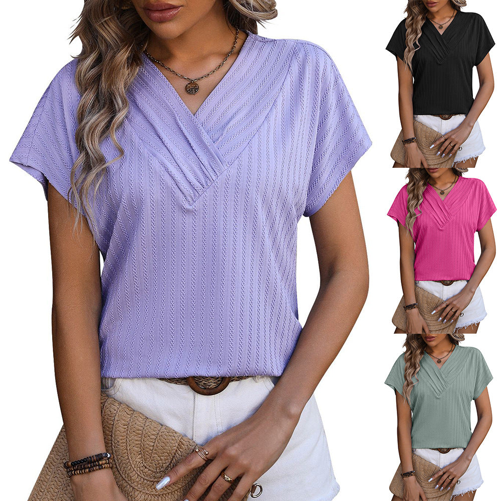 Women's Summer Chain Jacquard T-shirt With Sleeves Tops