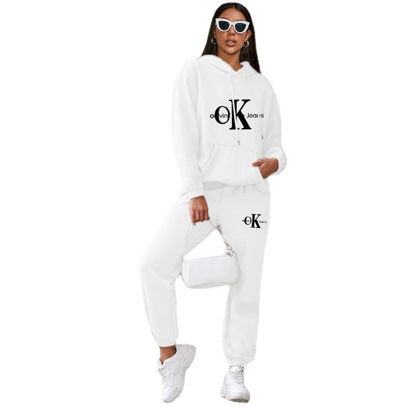 Women's Fashion Casual Sports Printing Hooded Suits