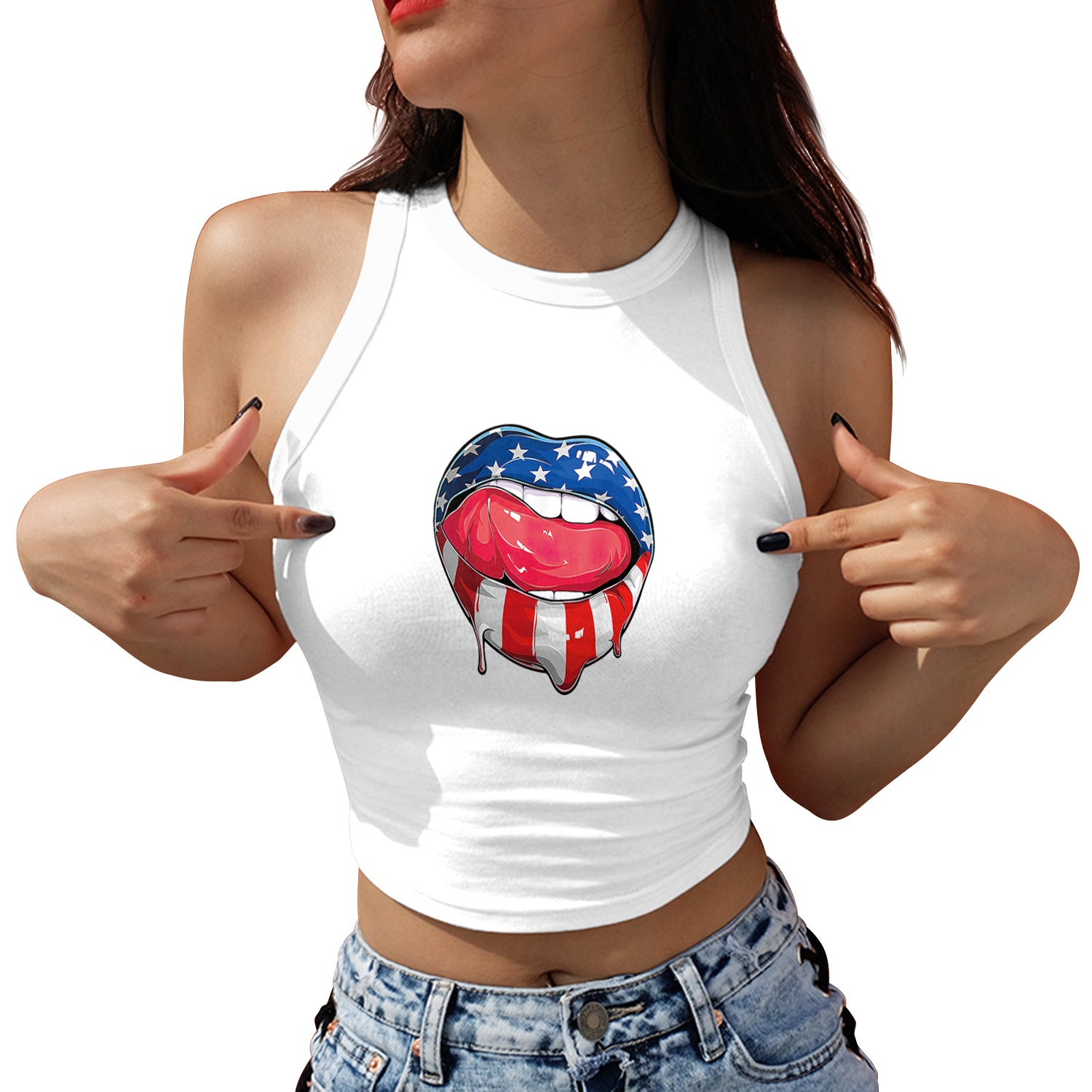 Women's Summer Tight Independence Day National Flag Tops