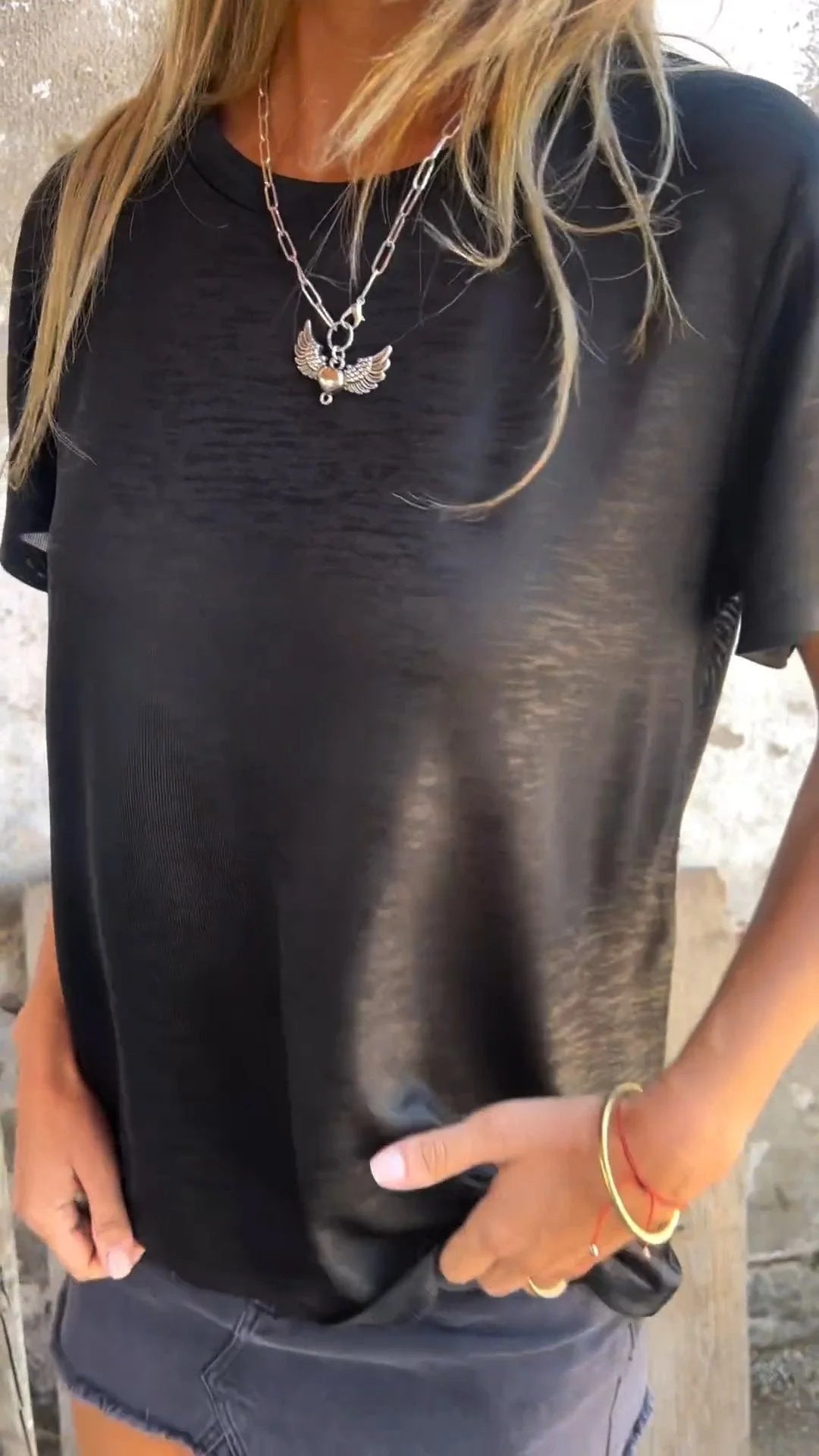Women's Summer Bronzing Round Neck Short-sleeved T-shirt Blouses