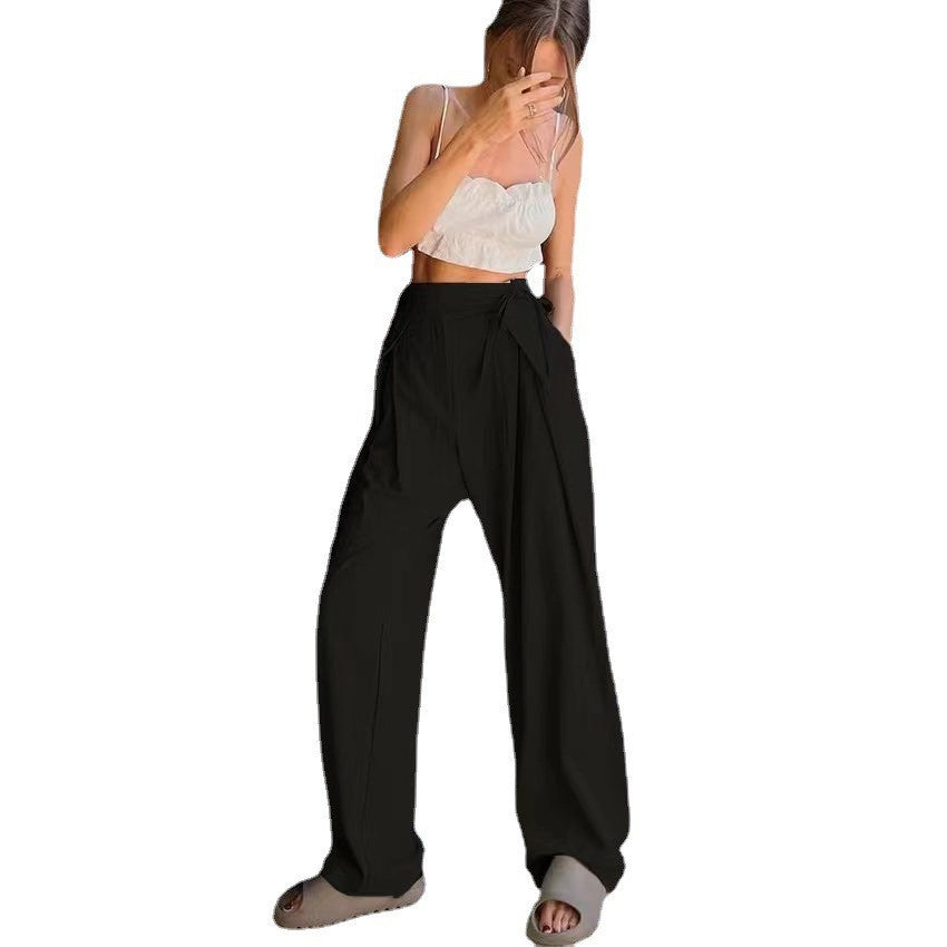 Women's Loose Draggle-tail Trousers Straight High Waist Pants
