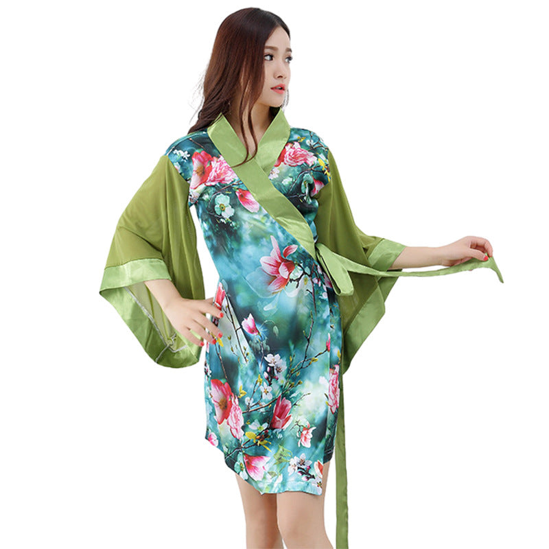 Kimono Sexy Chiffon Bathrobe Lingerie Soft Costumes