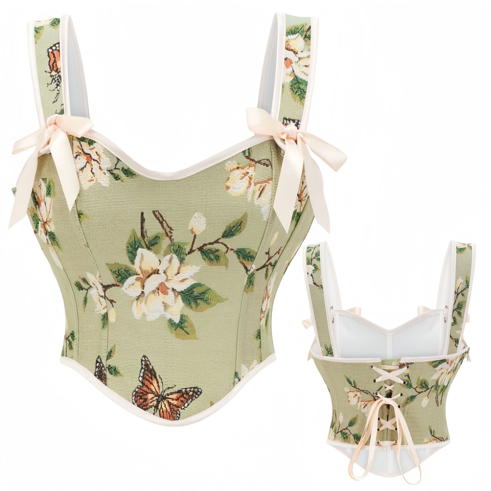 Women's Bowknot Sexy Floral Print Lingerie Costumes