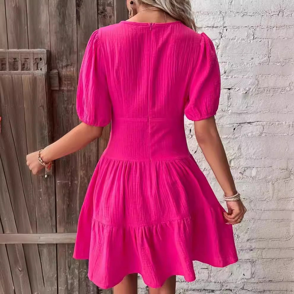 Women's Solid Color Slim Fit Half Sleeves Dresses