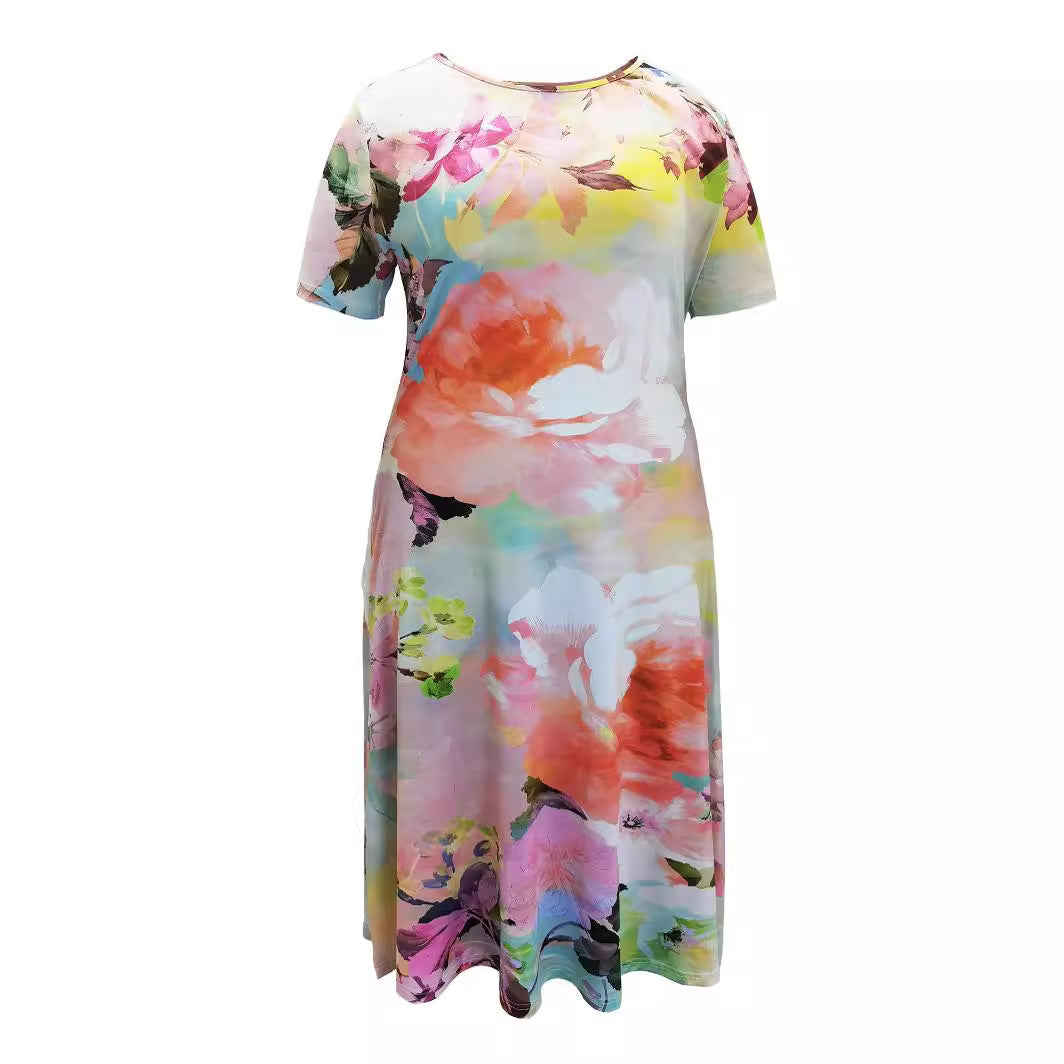 Women's Glamorous Flower Print Sleeve Dress Dresses