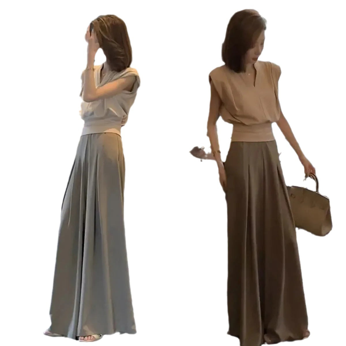 French Style Design Fashion Wide Leg Suits