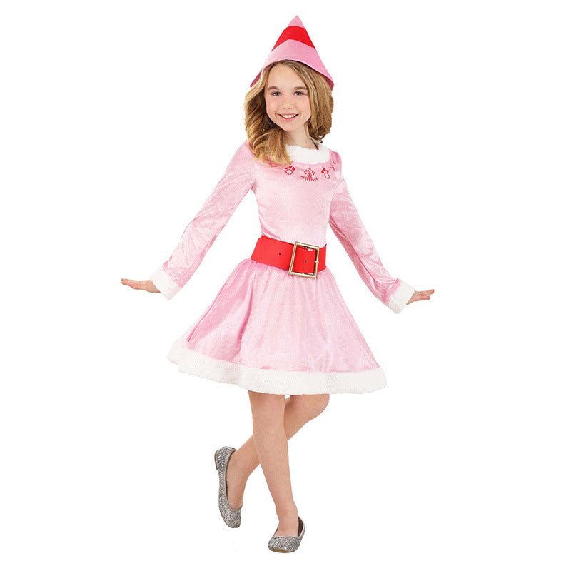 Christmas Carnival Party Pink Elf Long Costumes