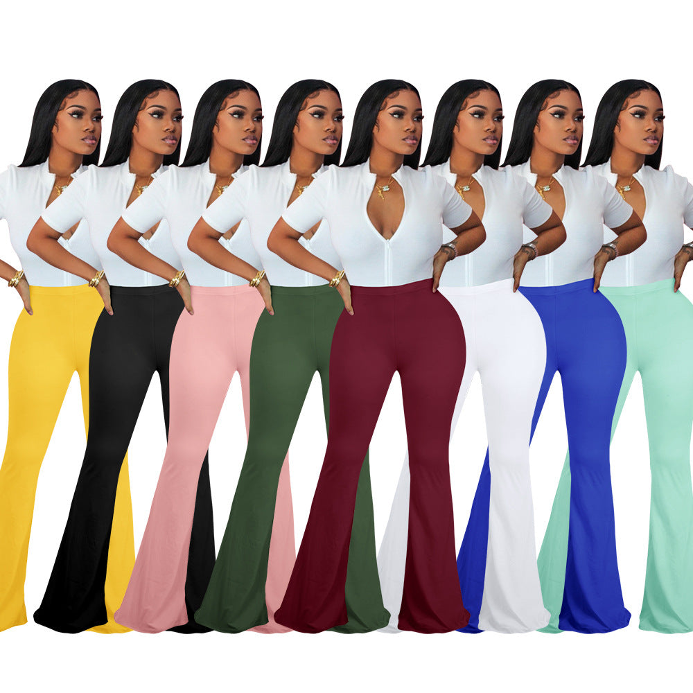 Reinfarbige Bootcut-Damenbekleidung aus doppelt gebürsteter Milchseide für Damen