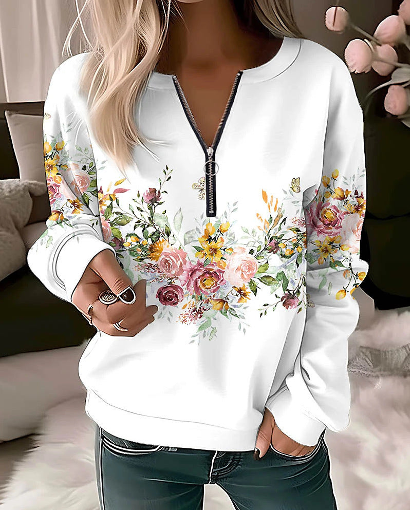 Women's Popular Printed Long Sleeve Pullover Loose Sweaters