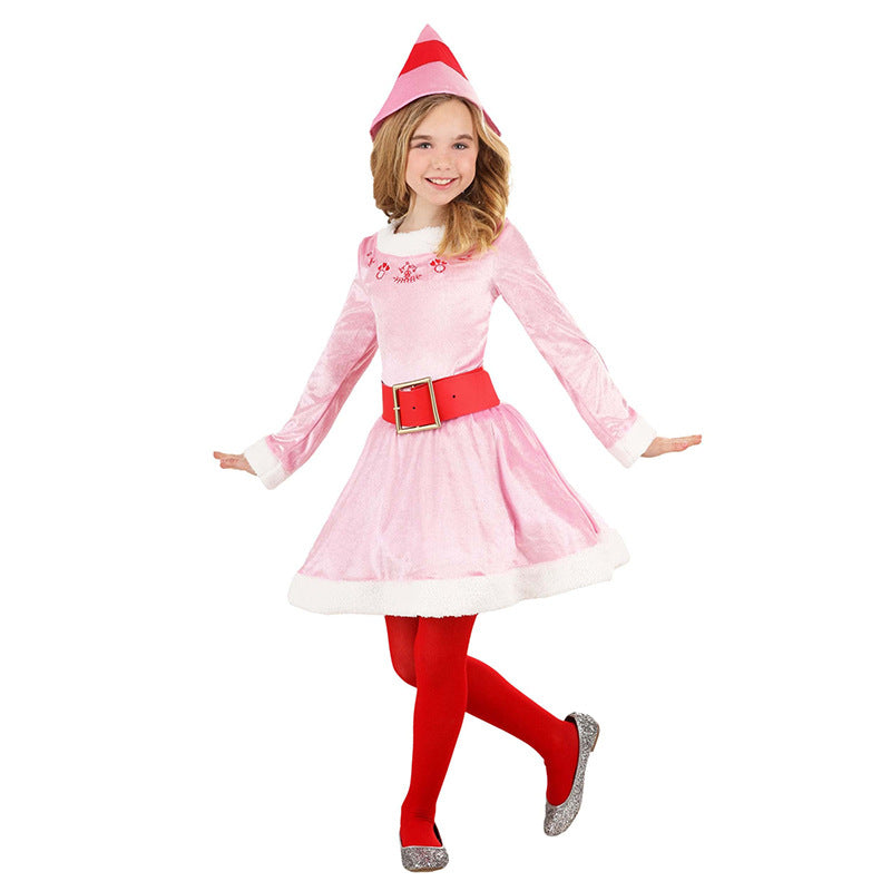 Christmas Carnival Party Pink Elf Long Costumes
