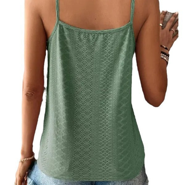 Creative Solid Color Hollow Lace T-shirt Tops
