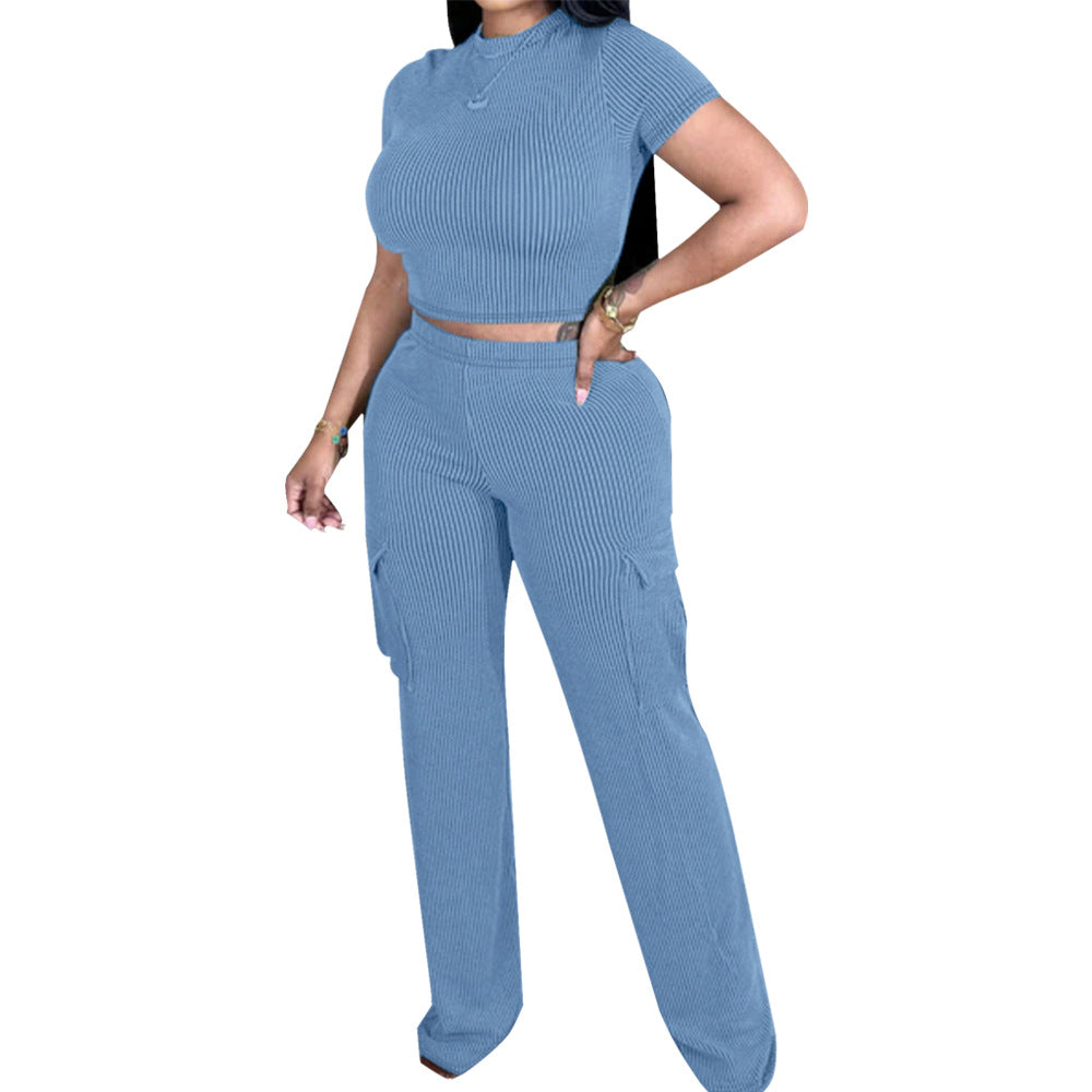 Casual Wear Pocket Waist Leakage Two-piece Suits