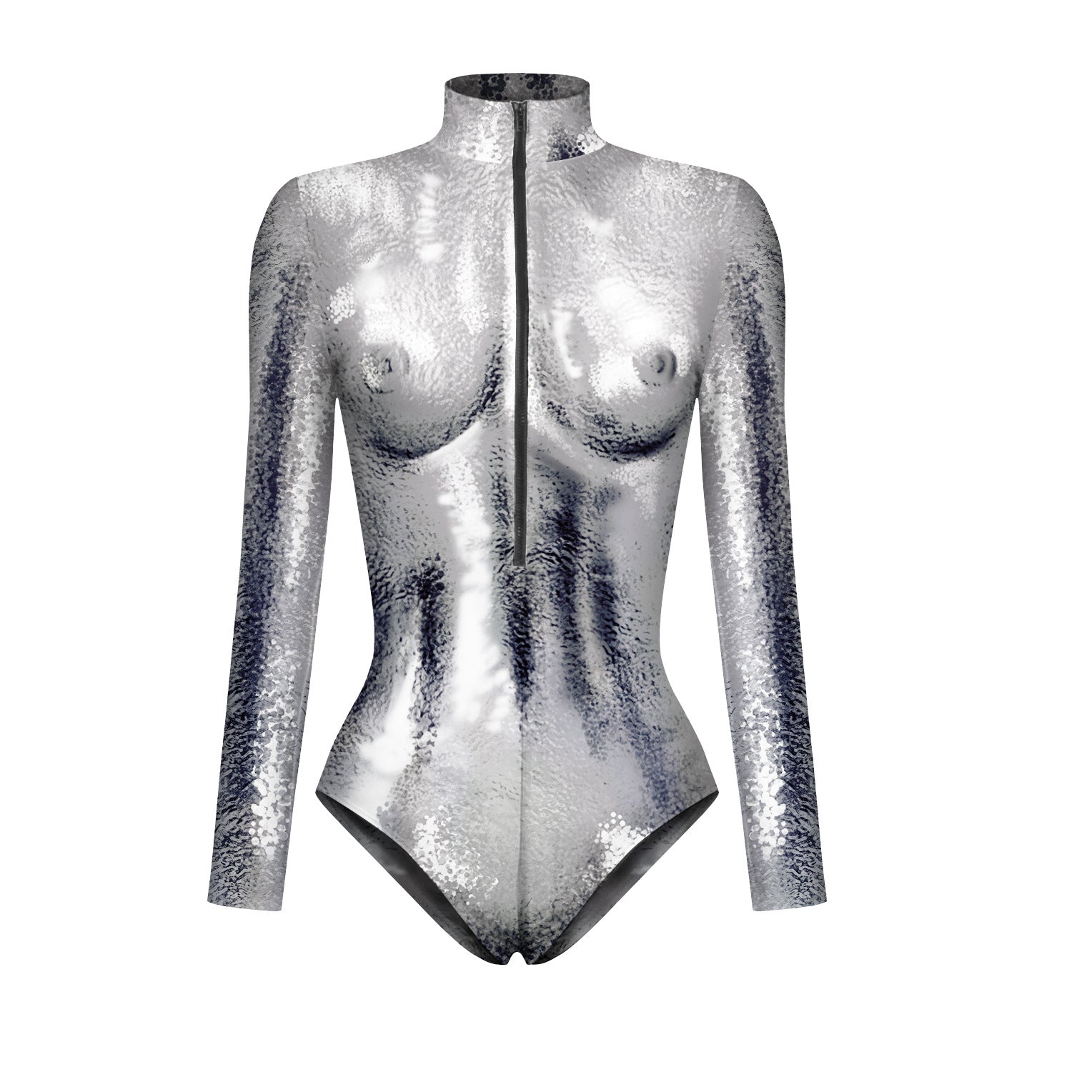 Women's Autumn Armor Digital Printing Long-sleeved Zipper Jumpsuits