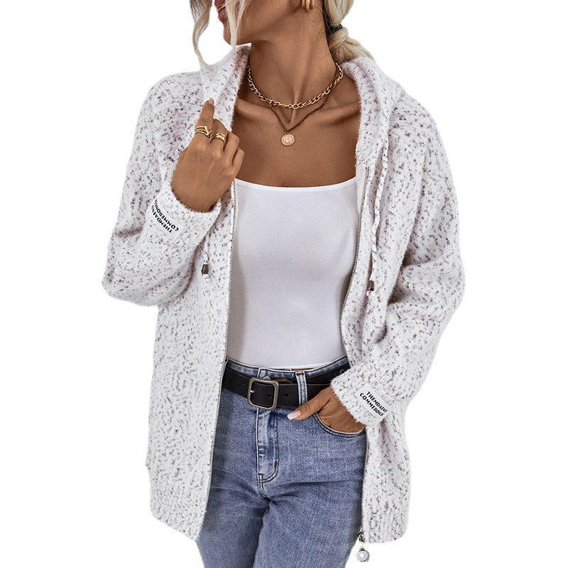 Neue klassische Damen-Pullover mit Kapuze und Kordelzug und Reißverschluss