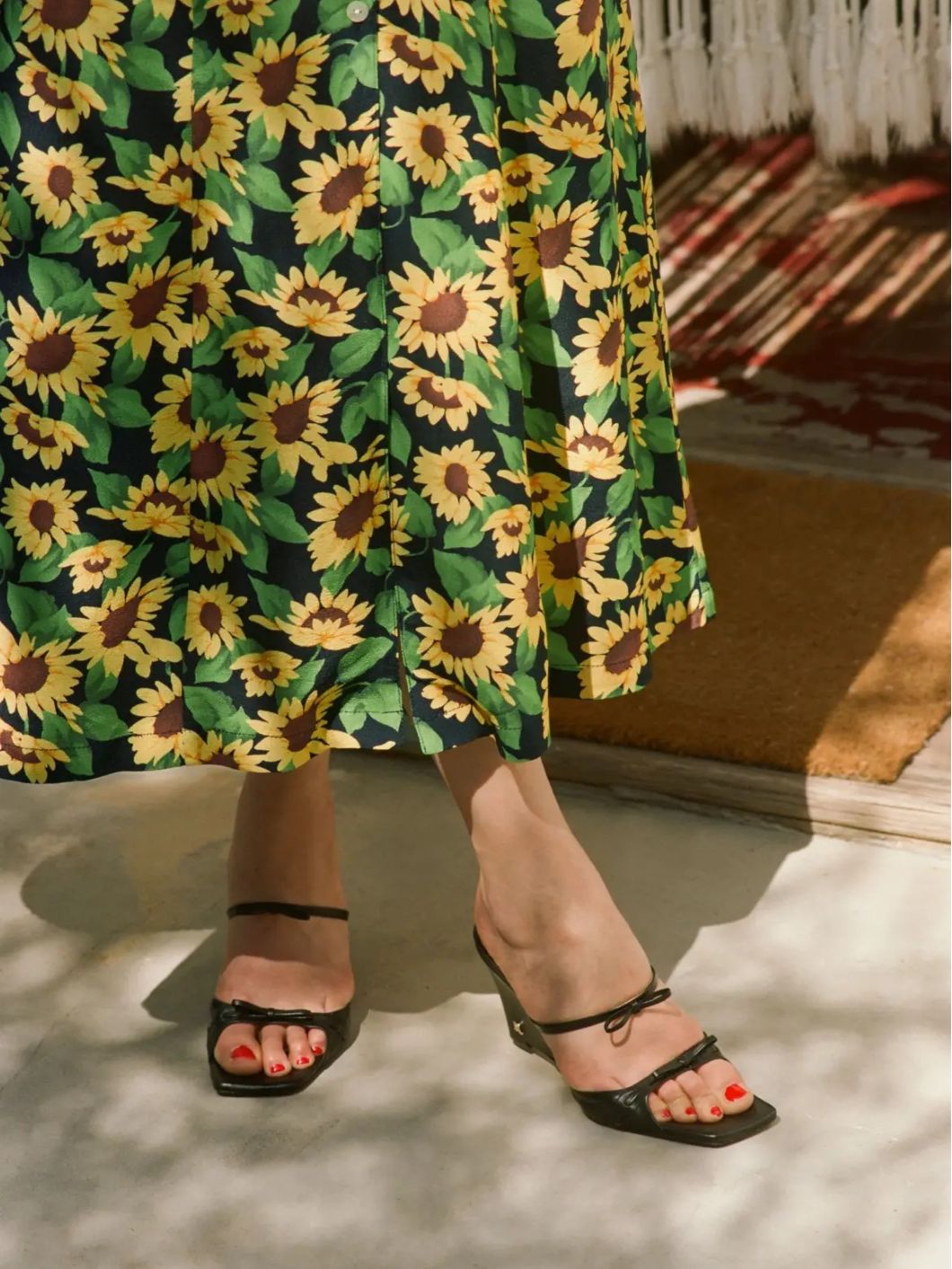 Women's System Sunflower Rayon Printing Lapel Sleeveless Slim Dresses
