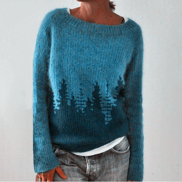 Sweaters de jarras multicolores multicolores de cuello redondo para mujeres