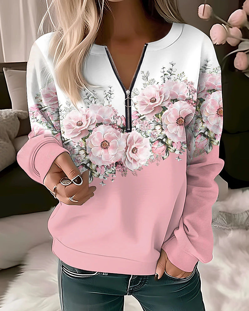 Women's Popular Printed Long Sleeve Pullover Loose Sweaters
