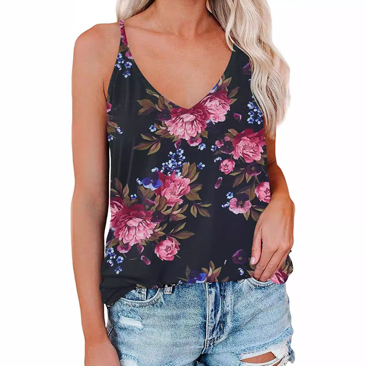 Women's Summer Loose Printed Strap Type Sexy Plus Size