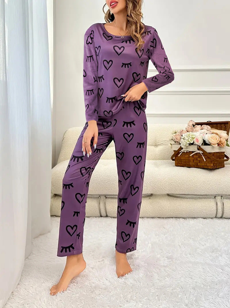 Women's Sleeve Trousers Printed Casual Style Two-piece Suits