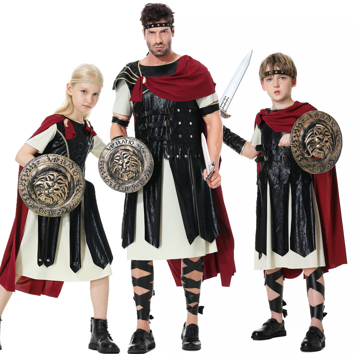 Men's & Children's & Ancient Roman Warrior Clothes Adult Hero Of Sparta Cloak Costumes