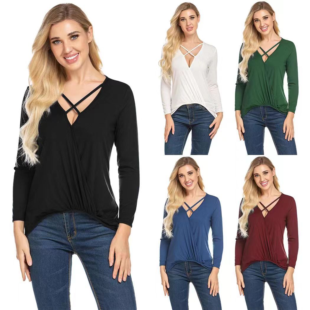 Women's Spring Knitted T-shirt Pullover Long Sleeve Blouses