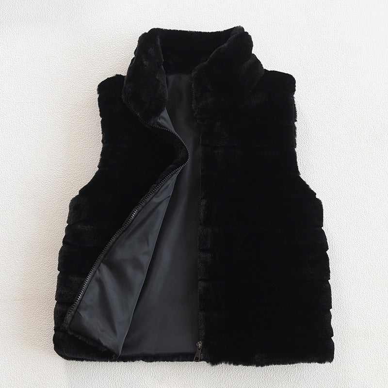 Imitation Fur Lady Stand Collar Artificial Coats