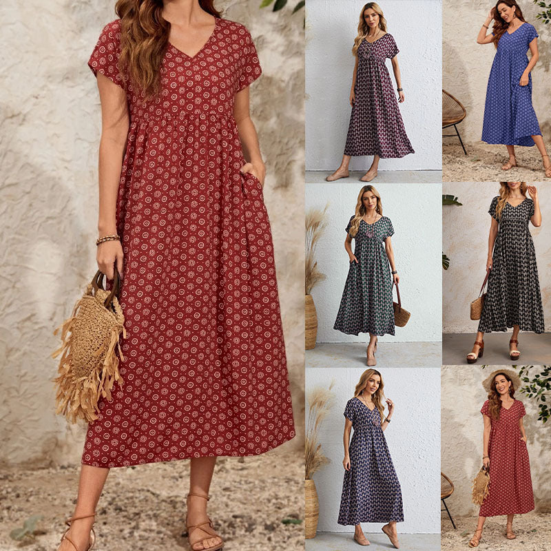 Attractive Creative Pretty Summer Short-sleeved Long Dresses