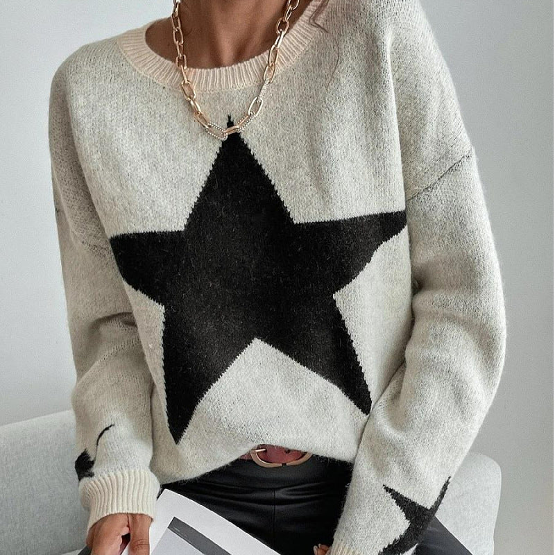 Women's Early Spring Pullover Round Neck Thread Sweaters