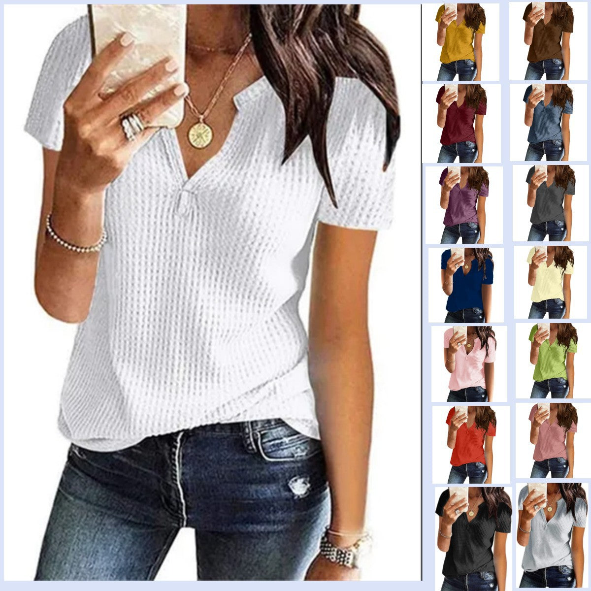 Women's Clothes Mid-length Loose Casual Sleeved T-shirt Tops