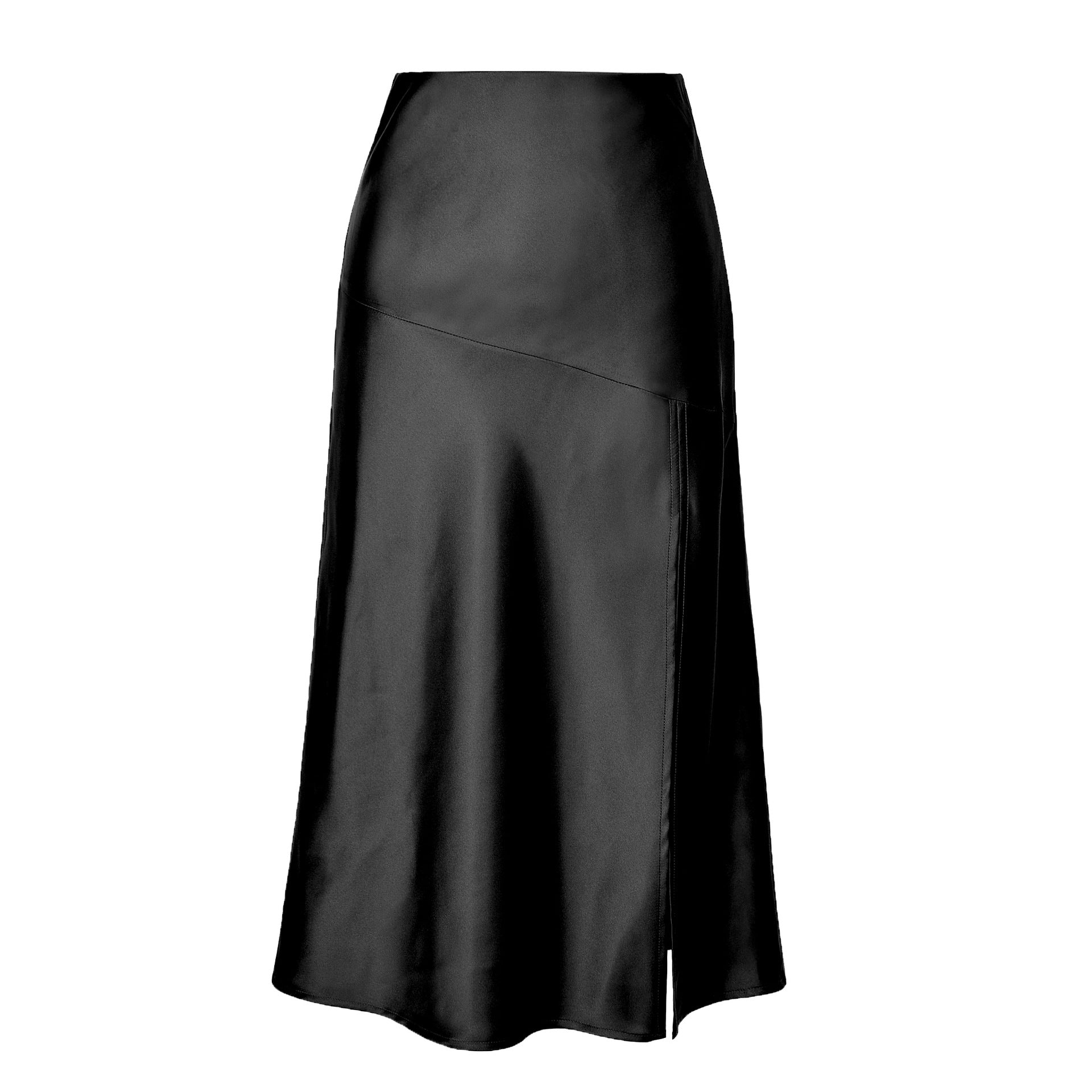 Faldas de color puro de alta gama alta satia de satén brillante para mujeres