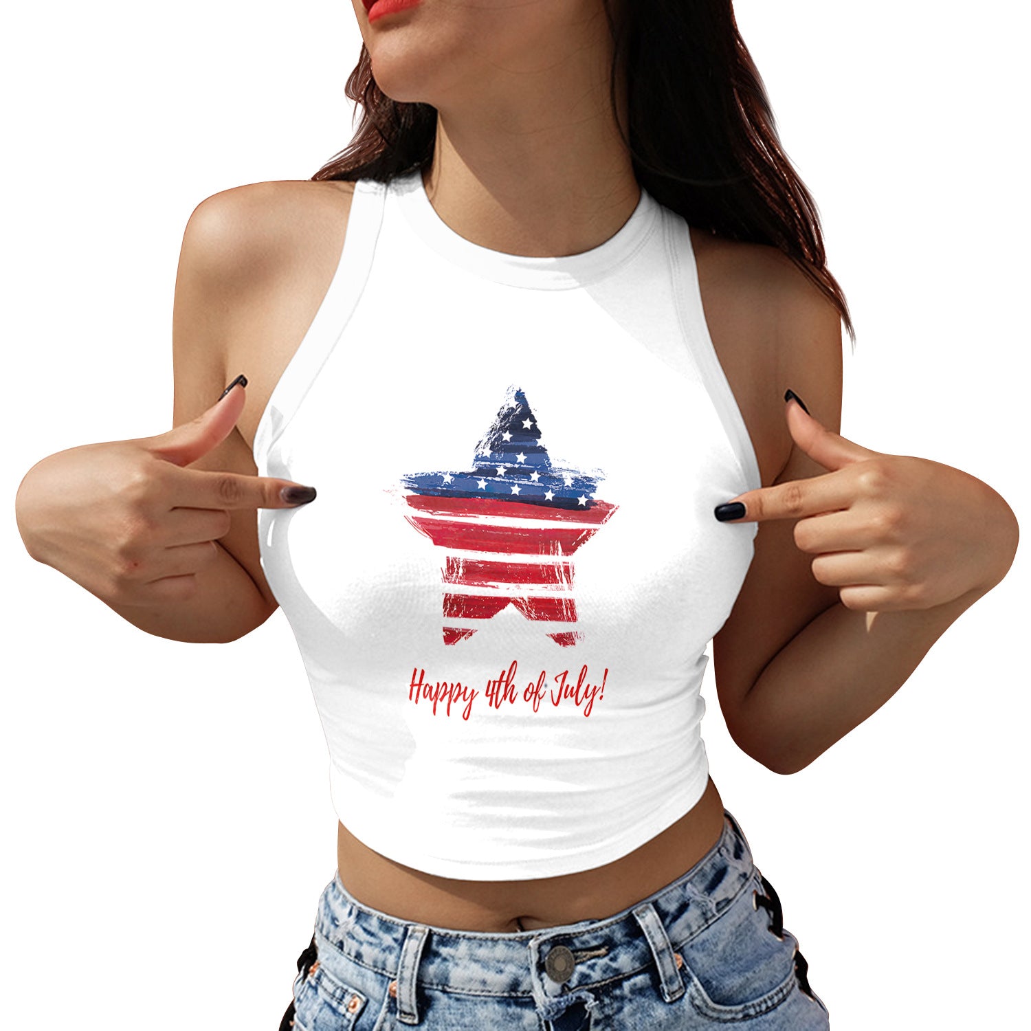 Women's Summer Tight Independence Day National Flag Tops
