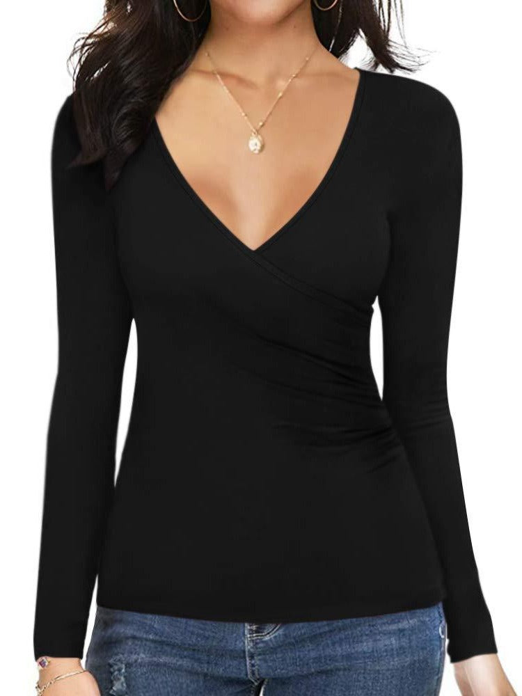 Women's V Sexy Long Sleeves T-shirt Bottoming Blouses