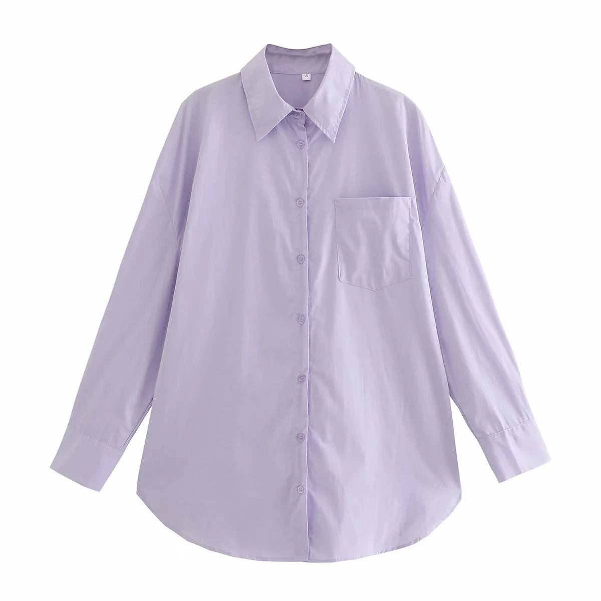 Women's Basic Long-sleeved Shirt With Autumn Pockets Blouses