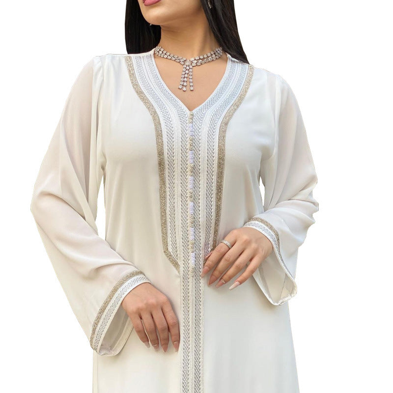 Women's V-neck Robe Large Swing With Two-piece Clothing