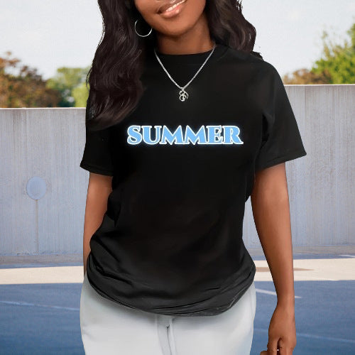 Women's Short-sleeved T-shirt Summer Casual Round Neck Blouses