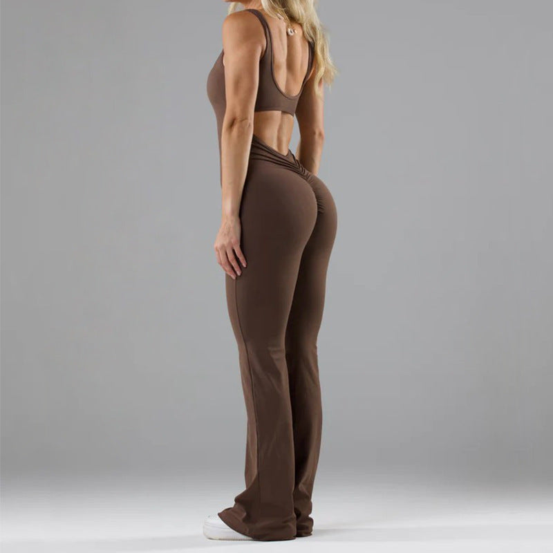 Fashion Tight Yoga Bodysuit Casual Hollow Seamless Workout Slim Jumpsuits