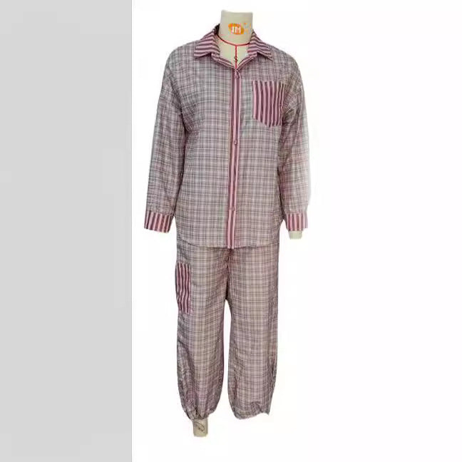 Women's Autumn Casual Plaid Shirt Outfit Pajamas Suits