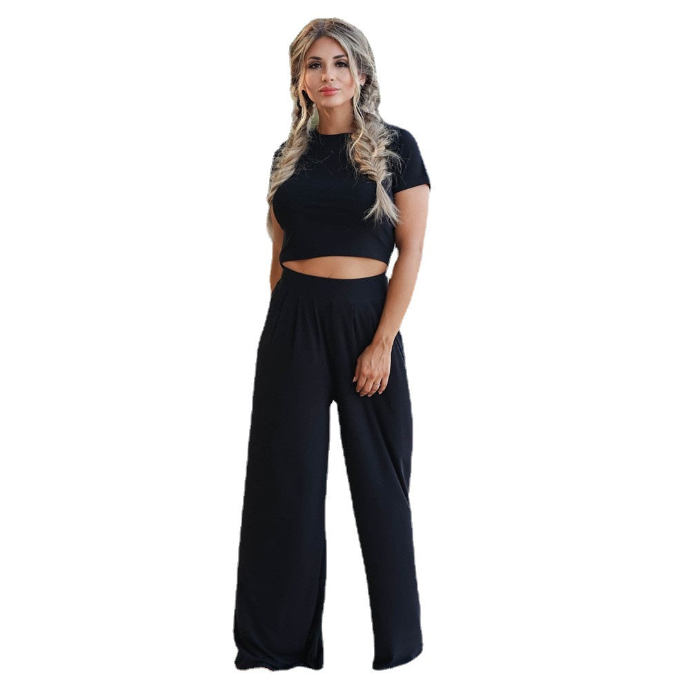Women's Fashion Casual Set Short-sleeved T-shirt Trousers Suits