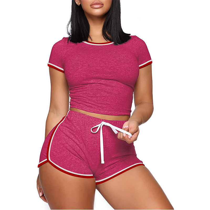 Women's Summer Solid Color Stitching Sleeve Two-piece Women's Clothing
