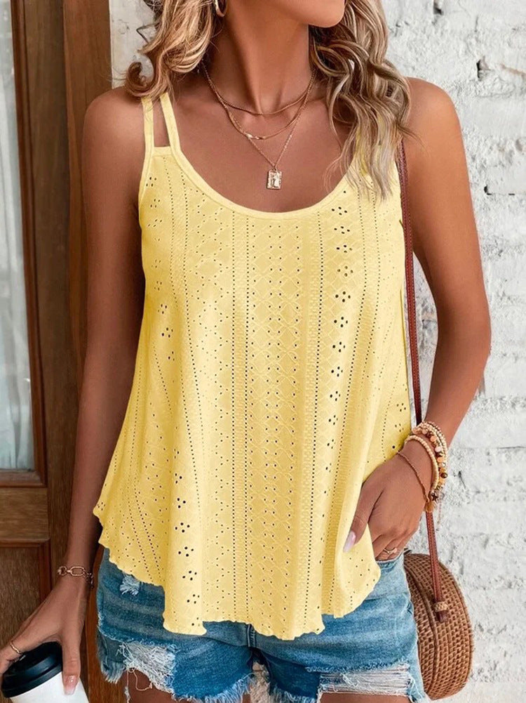 Women's Summer Round Neck Solid Color Camisole Tops
