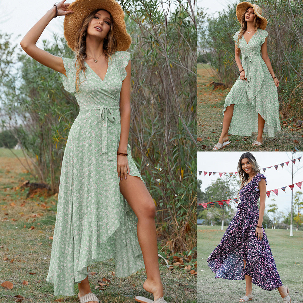 Bohemian Lace Up Expansion For Vacation Dresses