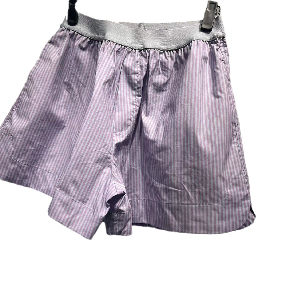Women's Summer Cotton Casual Light Purple Striped Suits