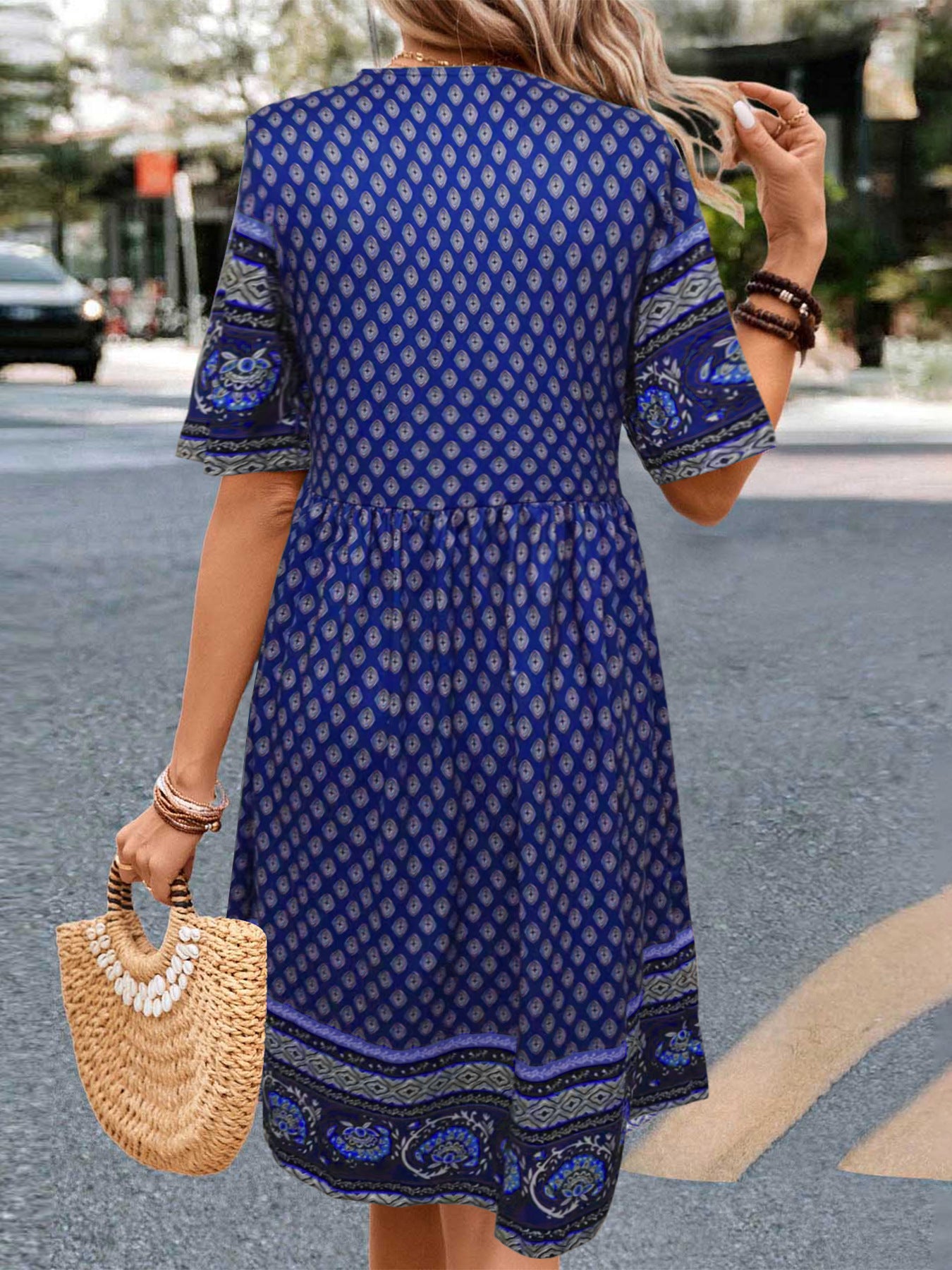 Women's Short-sleeved Printed Ethnic Fashion Casual Dress Dresses