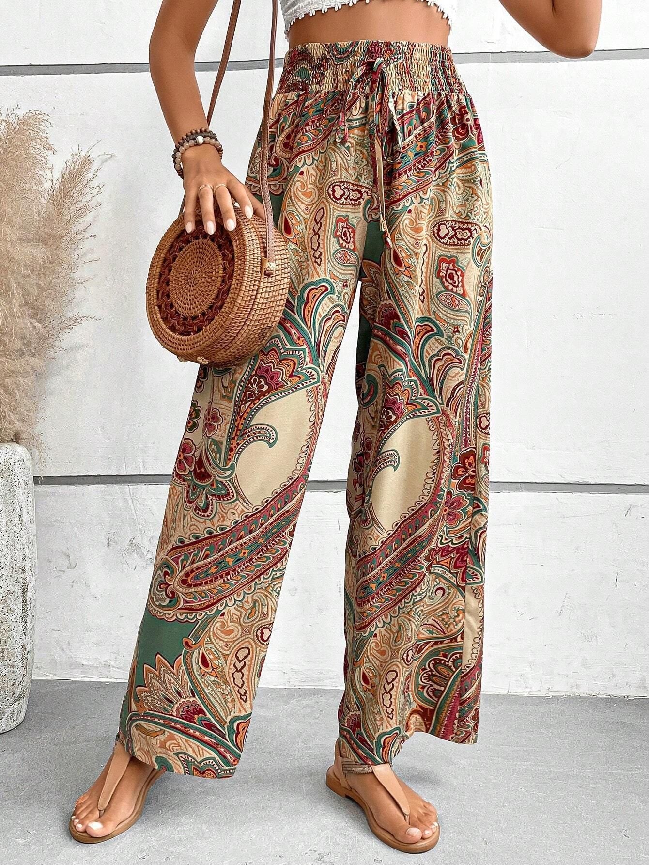 Summer Fashion Printed Elastic Waist Casual Pants