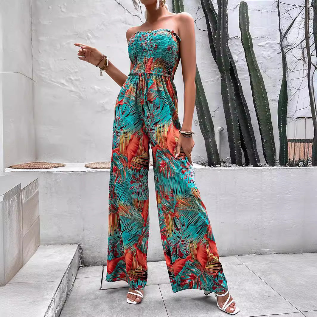 Women's Summer Sleeveless Sexy Tube Printed For Jumpsuits