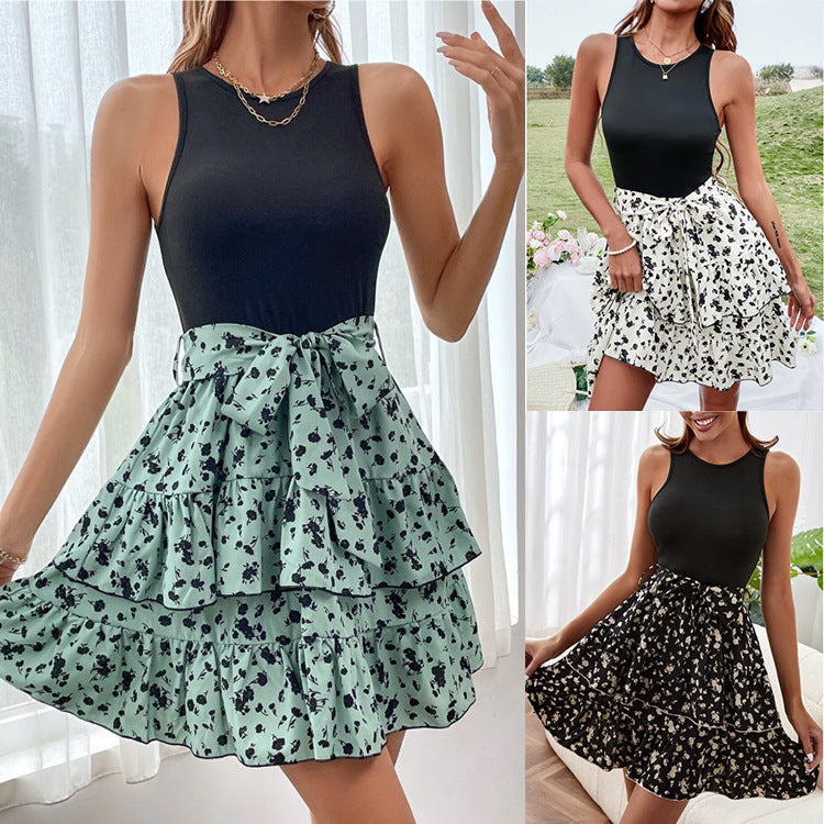 Women's Versatile Summer Sleeveless Printed Dress Dresses