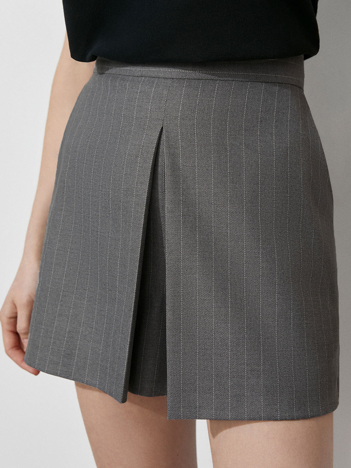 Striped Spring Loose Commuter Culottes Two-piece Suits
