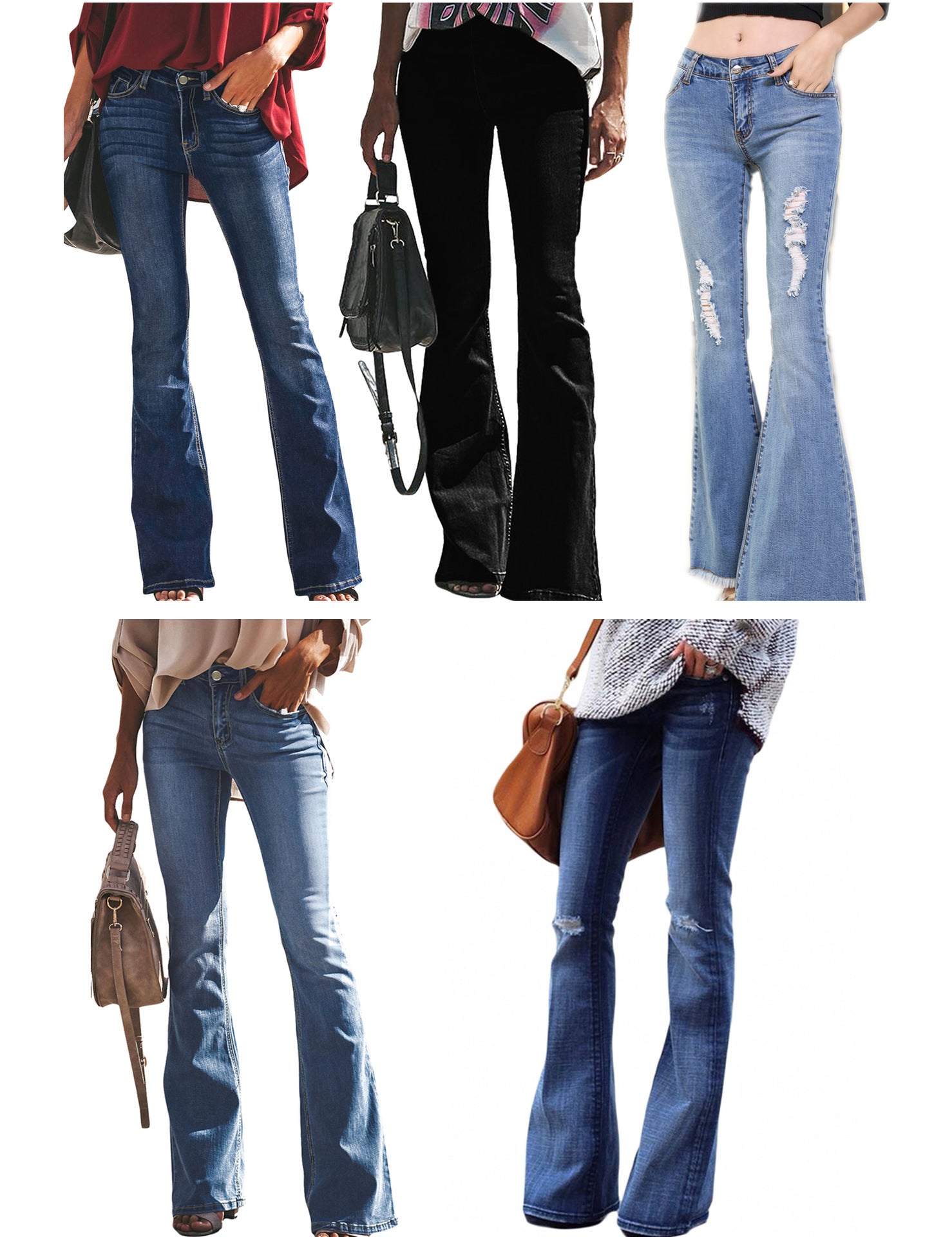 Pantaloni a metà trendy jeans jeans maggiore denim a campana