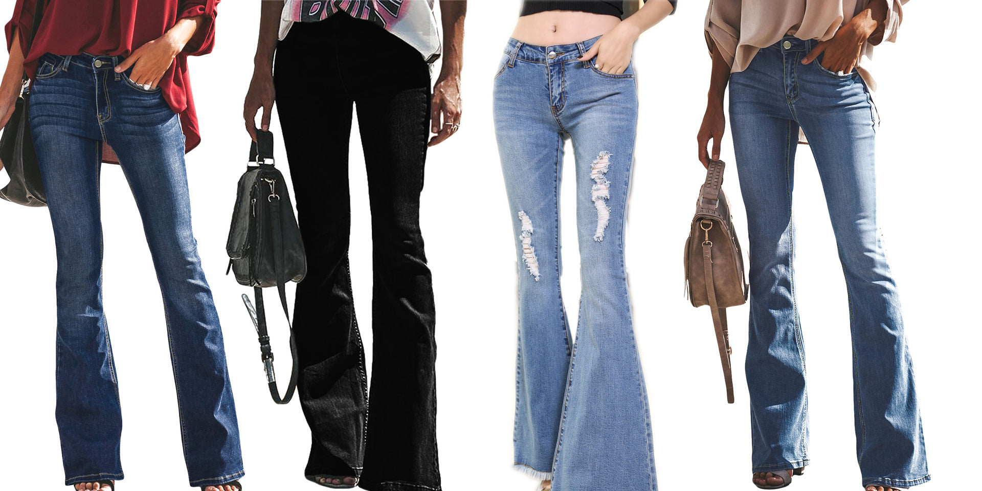 Calça calça de cintura média da moda, major de jeans de jeans de jeans